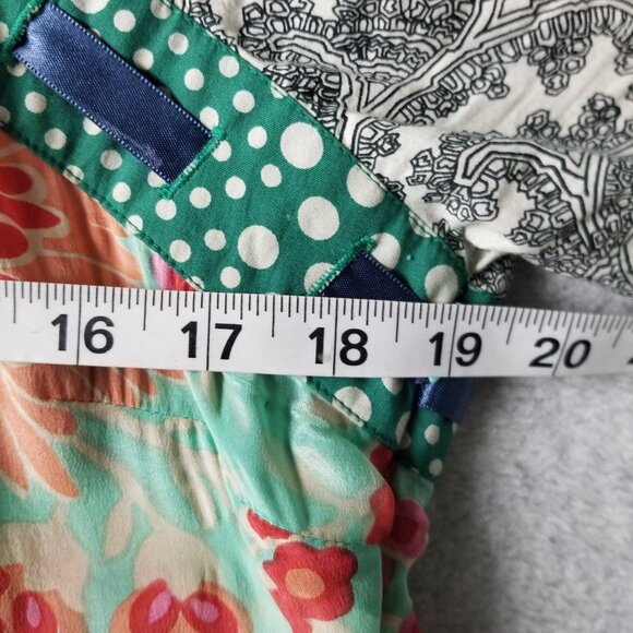 Anthropologie Fei Flores Silk Feminine Boho Peasant Embroidered Y2K Blouse Sz 14 - Picture 12 of 12